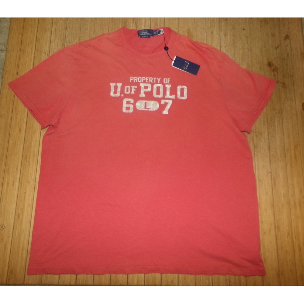 Polo Ralph Lauren Mens XXL Red Graphic T-Shirt Property of U of Polo 67 NWT